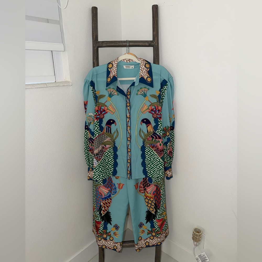 Colorful Women's Jumpsuit with Bird Print